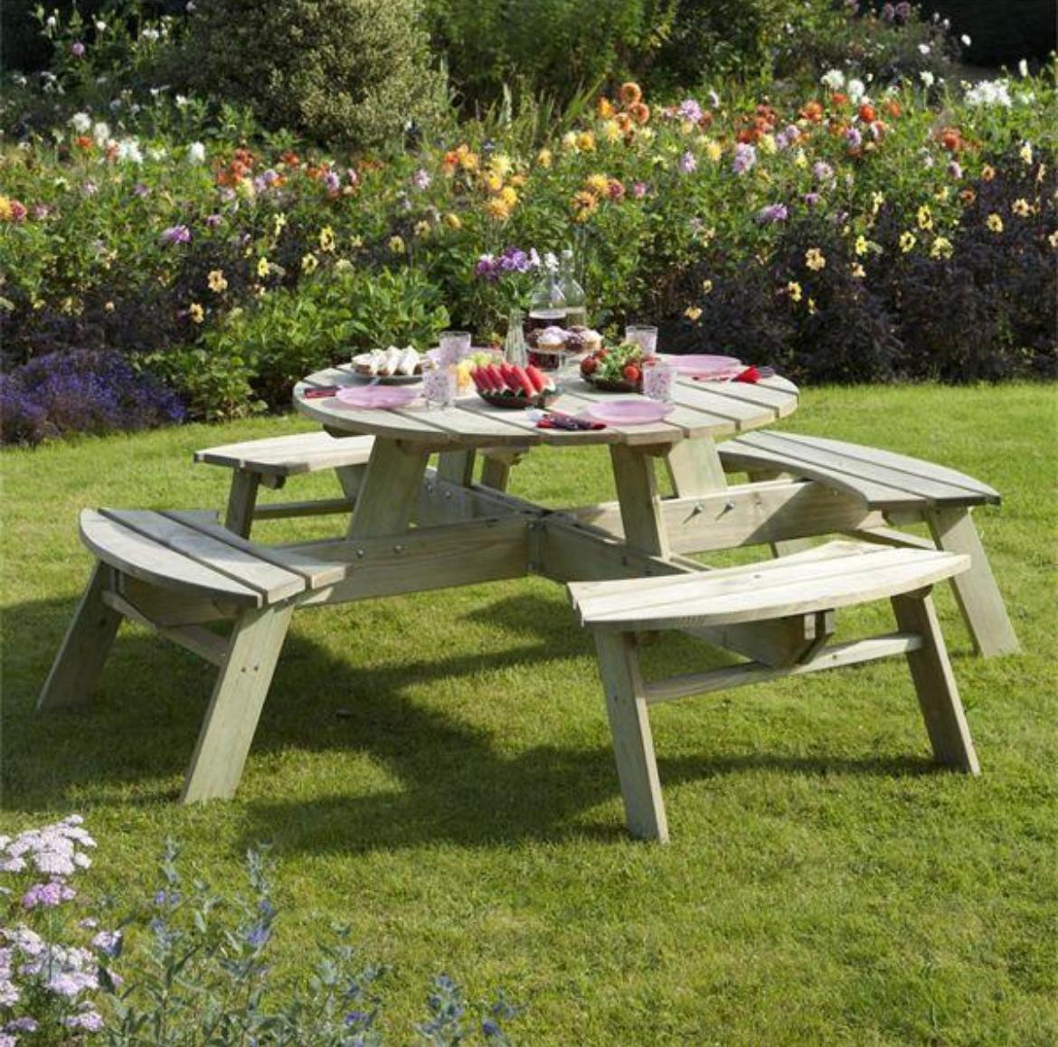 Chester Round 8 Seater Picnic Bench Chester Round 8 Seater Picnic Bench